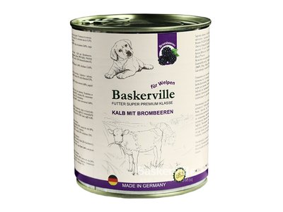 Baskerville консерва для щенков телятина и ежевика 800г