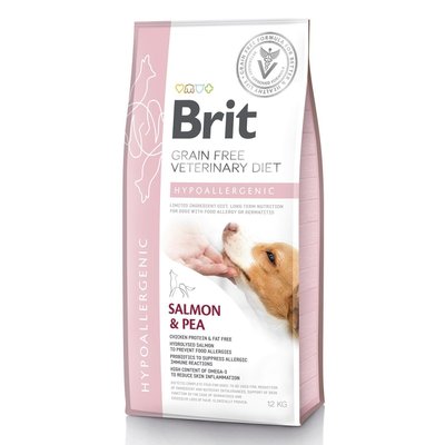 Brit GF Veterinary Diet Hypoallergenic - Сухий корм для собак, при харчовій алергії 12 кг (лосось)