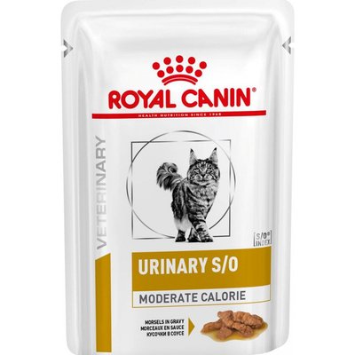Влажный корм Royal Canin Urinary S/O Moderate Calorie при мочекаменной болезни у кошек, кусочки в соусе, 85 г