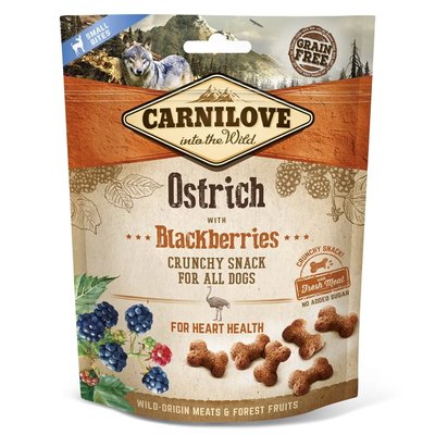 Carnilove Dog Crunchy Snack з м’ясом страуса та ожиною для собак 200 г (для здоров'я серця)