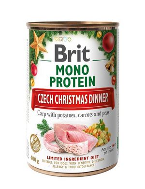 Brit Mono Protein - Вологий корм для собак різдвяна консерва 400 г (карп і картопляний салат)