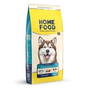 Home Food Повнораціонний гіпоалергенний сухий корм для дорослих собак великих порід &laquo;Форель з Рисом та Овочами&raquo; 10 кг