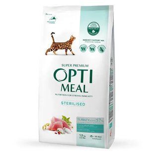 Optimeal Sterilised - Сухий корм для котів 1,5 кг (індичка та овес)