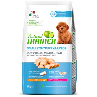 Trainer Dog Natural Puppy&Junior Mini Трейнер сухой корм для щенков мелких пород в возрасте от 1 до 10 месяцев, 2 кг.