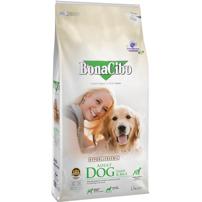 BonaCibo Adult Dog Lamb&Rice Сухий корм для собак всіх порід з ягням та рисом, 15 кг
