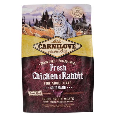Carnilove Fresh Chicken & Rabbit сухой корм для взрослых кошек 2кг (курица и кролик)