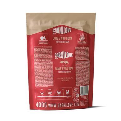 Carnilove Active Lamb & Wild Boar Sterilised корм для стерилізованих котів ягня і дикий кабан 400 г