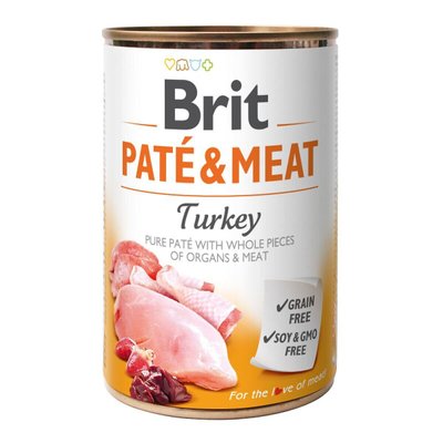 Brit Pate & Meat Turkey - Влажный корм для собак 400 г (курица и индейка)