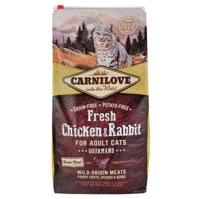 Carnilove Fresh Chicken & Rabbit сухой корм для взрослых кошек 6кг (курица и кролик)