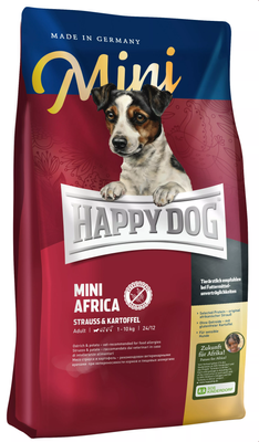 Happy Dog (Хэппи Дог) Supreme Sensible - Mini Africa Сухой, беззерновий корм с мясом страуса для собак мелких пород, при пищевой непереносимости и аллергии 0,3 кг
