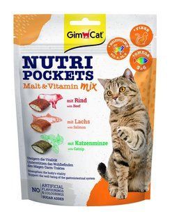 GimCat Nutri Pockets Витаменное лакомство для кошек для укрепления иммунитета мультивитамин микс 150 г
