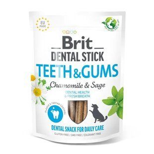 Brit Dental Stick Teeth & Gums - Ласощі для собак 251 г (ромашка і шавлія)