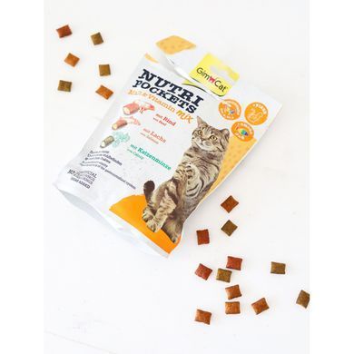 GimCat Nutri Pockets Витаменное лакомство для кошек для укрепления иммунитета мультивитамин микс 150 г