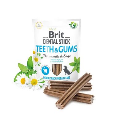 Brit Dental Stick Teeth & Gums - Ласощі для собак 251 г (ромашка і шавлія)