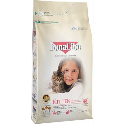 BonaCibo Kitten Сухой корм для котят всех пород с курицей и анчоусом, 1.5 кг