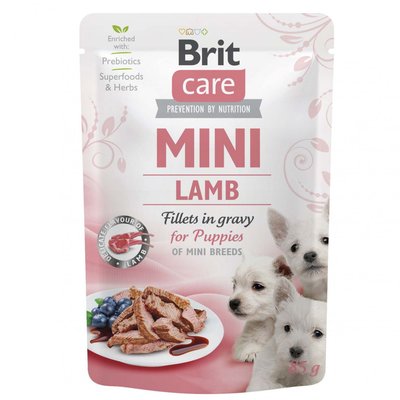 Brit Care Mini pouch - Влажный корм для щенков 85г филе в соусе (ягненок)