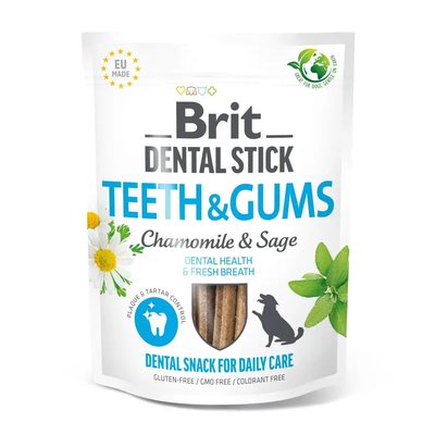 Brit Dental Stick Teeth & Gums - Лакомство для собак 251 г (ромашка и шалфей)
