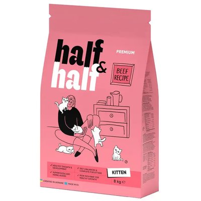 Half&Half Kitten - Сухий корм для кошенят 8 кг (яловичина)