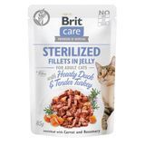 Brit Care Adult Sterilised Hearty Duck & Tender Turkey - Влажный корм для кастрированных котов 85г (утка и индейка в желе)