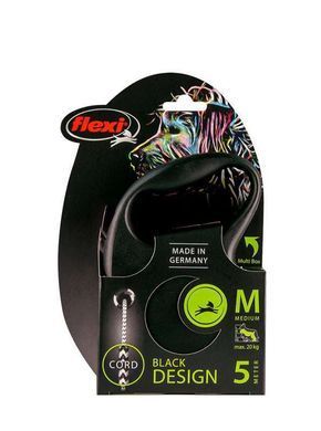 Flexi Поводок-рулетка Black Design трос M (5 м; до 20 кг) серебрянный