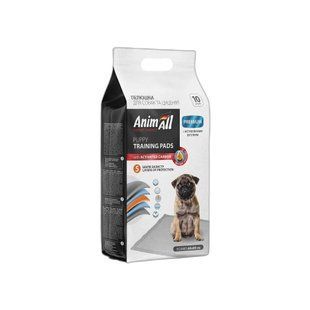 Пелюшки AnimAll Puppy Training Pads для собак та цуценят з активованим вугіллям 60*90см, 10шт