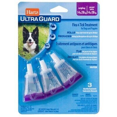 Hartz (Хартс) краплі від бліх, кліщів, комарів (3 в 1) для собак і цуценят 14-28 кг, упаковка