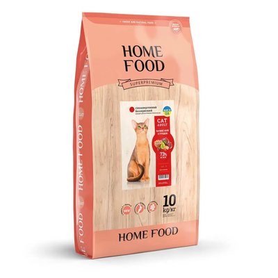 Home Food Гипоаллергенный, беззерновой корм для взрослых кошек Утиное филе с грушей 10 кг