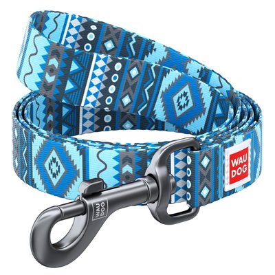 Collar Поводок WAUDOG Nylon с рисунком "Этно синий"