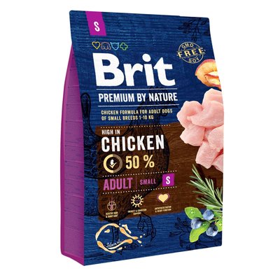 Brit Premium Adult S - Сухой корм для взрослых собак мелких пород (весом до 10 кг) 3 кг (курица)