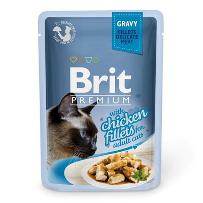 Brit Premium Cat Chicken Fillets Gravy pouch - Вологий корм для кішок 85 г (філе курки в соусі)