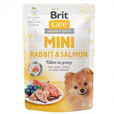 Brit Care Mini pouch - Вологий корм для собак 85г філе в соусі (лосось та кролик)