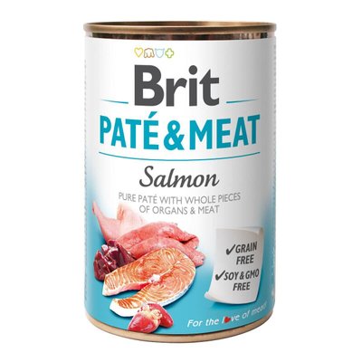 Brit Pate & Meat Salmon - Вологий корм для собак 400 г (курка і лосось)