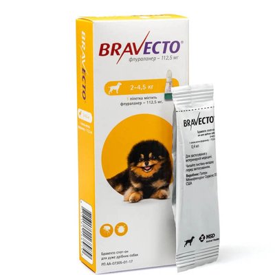 BRAVECTO Spot On (Бравекто Спот Он) Краплі від бліх та кліщів для собак 2-4,5 кг