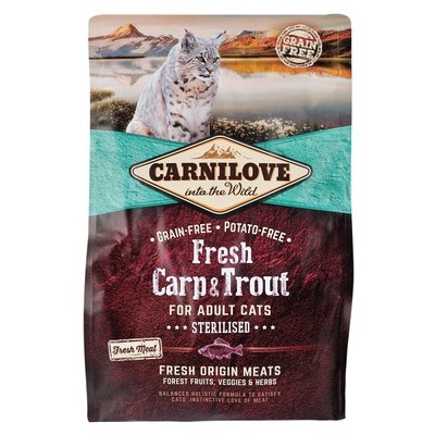 Carnilove Fresh Carp & Trout сухой корм для стерилизованных кошек 2кг (карп и форель)