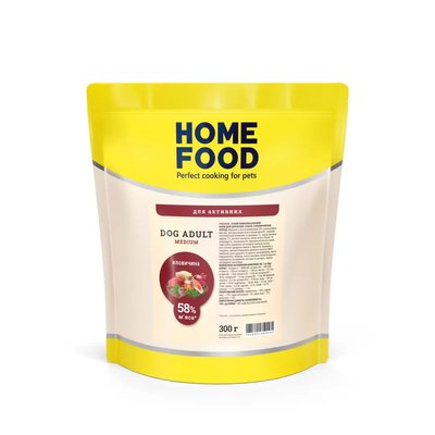 Home Food Полнорационный сухой корм для взрослых собак средних пород «Говядина» 0,3 кг
