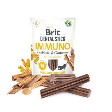 Brit Dental Stick Immuno - Ласощі для собак 251 г (пробіотики та кориця)