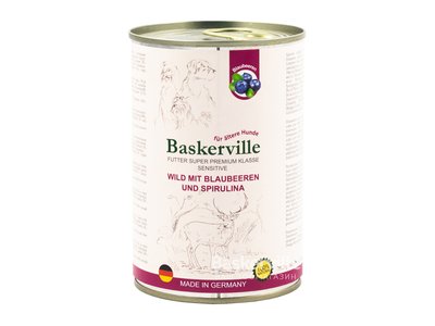 Baskerville консерва для собак Sensitive Оленина з чорницею та спіруліною 400г