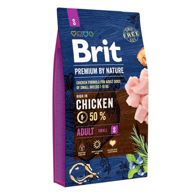 Brit Premium Adult S - Сухой корм для взрослых собак мелких пород (весом до 10 кг) 8 кг (курица)