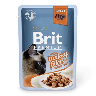 Brit Premium Cat Turkey Fillets Gravy pouch - Вологий корм для кішок 85 г (філе індички в соусі)