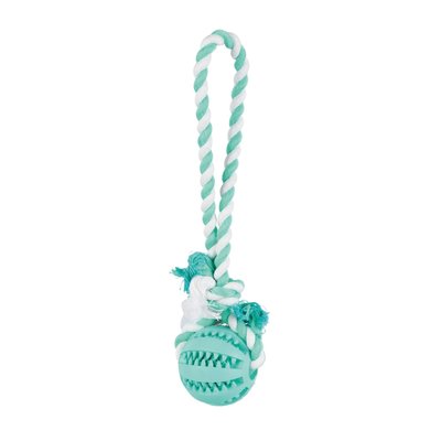 Игрушка для собак Trixie Мяч на верёвке с ручкой «Denta Fun» 24 см, d=7 см (резина)