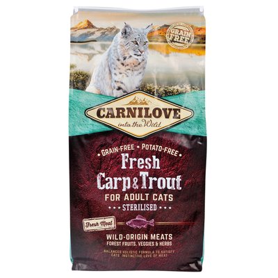 Carnilove Fresh Carp & Trout сухой корм для стерилизованных кошек 6кг (карп и форель)