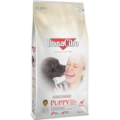 BonaCibo Puppy High Energy Chicken&Rice with Anchovy Сухий корм для активних цуценят всіх порід з куркою та анчоусом, 15 кг