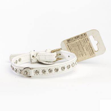 Collar brilliance ошейник кожаный для собак, белый, обхват 27-36 см
