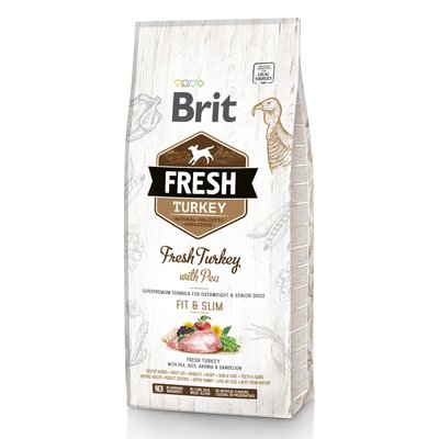 Brit Fresh Turkey with Pea - Сухой корм для собак с лишним весом 12 кг (индейка)