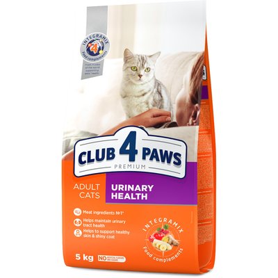 Сухой корм Клуб 4 Лапы Urinary Health Premium поддержка мочевыделительной системы для взрослых кошек, 5 кг