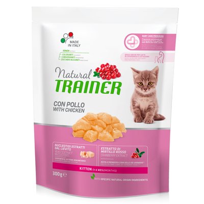 Trainer Cat Natural Kitten Трейнер сухой корм для котят от 1 до 6 месяцев, для беременных, кормящих кошек, курица, 300 г