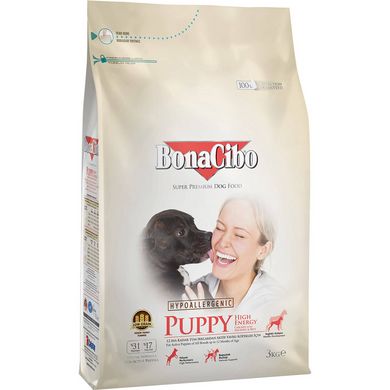 BonaCibo Puppy High Energy Chicken&Rice with Anchovy Сухий корм для активних цуценят всіх порід з куркою та анчоусом, 3 кг