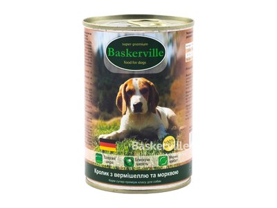 Baskerville консерва для собак Baskerville кролик с лапшой и морковью 400г