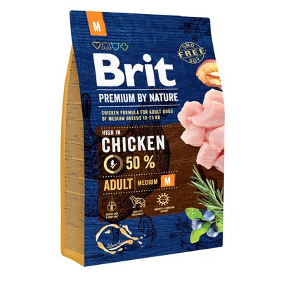 Brit Premium Adult M - Сухий корм для дорослих собак середніх порід (вагою від 10 до 25 кг) 3 кг (курка)