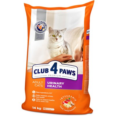 Сухой корм Клуб 4 Лапы Urinary Health Premium поддержка мочевыделительной системы для взрослых кошек, 14 кг